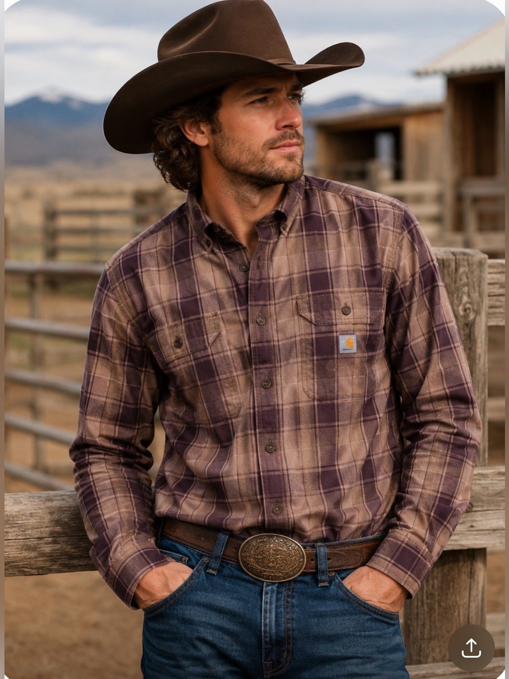 Carhartt Brown Plaid Shirt - Large - 100% Cotton - Outdoors, ManCore